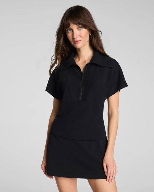 Spanx Air Essentials, French Ribbed Short Sleeve Half Zip