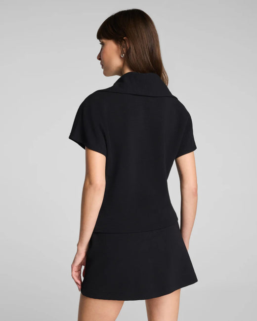 Spanx Air Essentials, French Ribbed Short Sleeve Half Zip