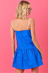 Azure Poplin Drop Waist Mini Dress