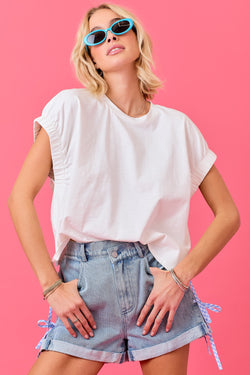 Easy Oversized Knit Top With Elastic Sleeve Detail