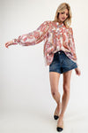 Paisley Printed Bubble Sleeve Top