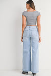 Mini Patch Pocket Wide Leg Jeans