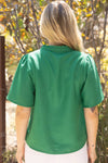 Ruffle V-Neck Solid Tweed Top