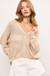 V Neck Zip Up Sweater Top