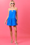 Azure Poplin Drop Waist Mini Dress
