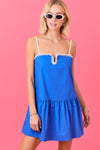Azure Poplin Drop Waist Mini Dress