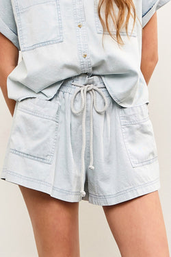 Chambray Tie Front Shorts