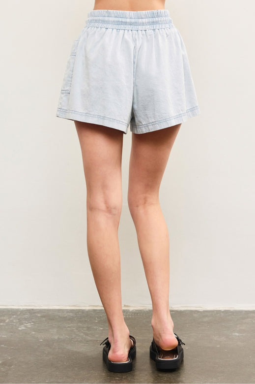 Chambray Tie Front Shorts