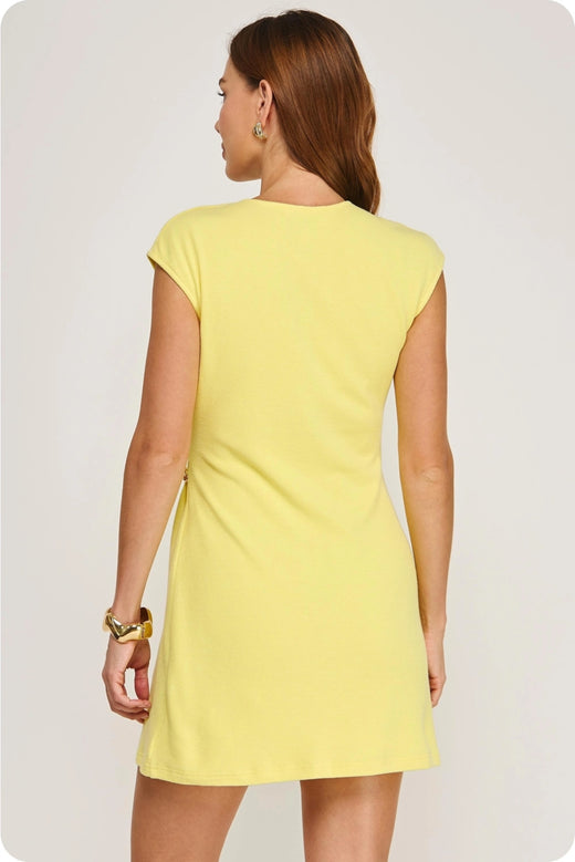 Wrap Sleeveless Textured Knit Mini Dress