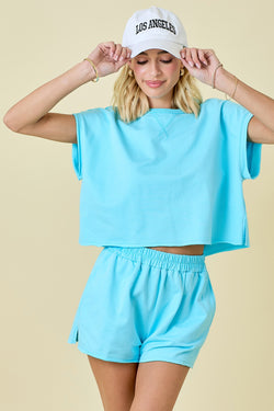 Knit Cropped Top With Raw Edge and Exposed Seam