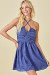 Eyelet Halter Mini Dress