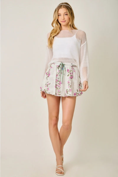 Floral Print Pull-On Shorts