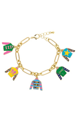 Winner's Circle Jockey Silk Enamel Charm Bracelet in Multi