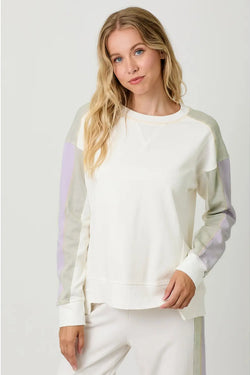 Washed Color Block Terry Top