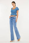 High Rise Wide Flare Leg Blue Jean