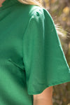 Ruffle V-Neck Solid Tweed Top