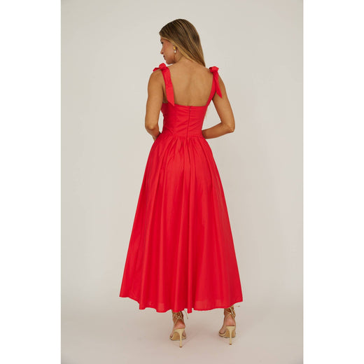 Red Corset Midi Dress