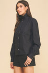 Ruffled High-Neck Shirt