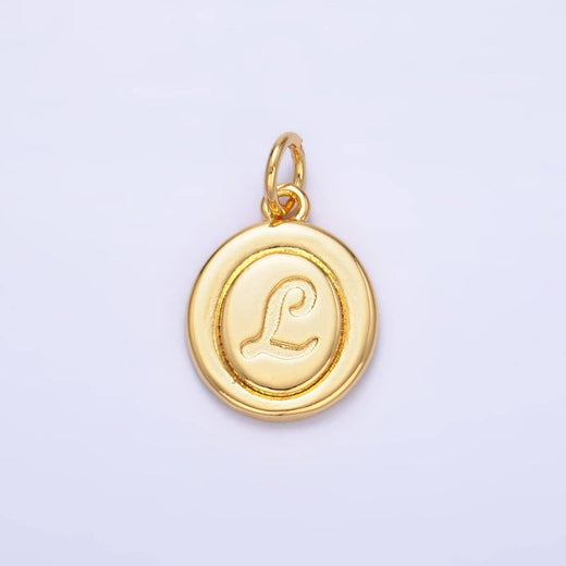 Letter Initial Engraved Stamped Oval Charm