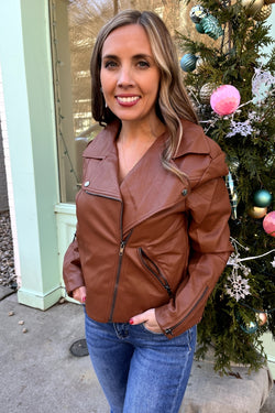 Spanx Fleece & Faux Leather Long Wrap Jacket in Natural