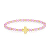 4mm Crystal Stretch Bracelet with Single Cross