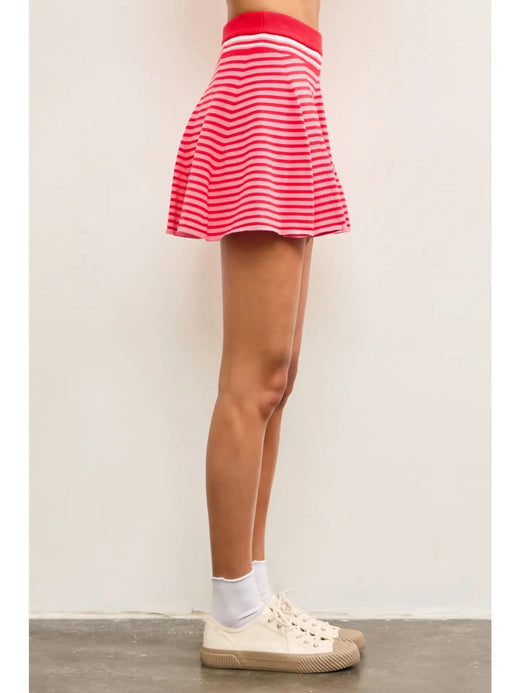 Striped Flare Sweater Skort