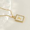 Rhinestone Shell Initial Charm Necklace
