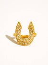18K Gold CZ Horseshoe Ring