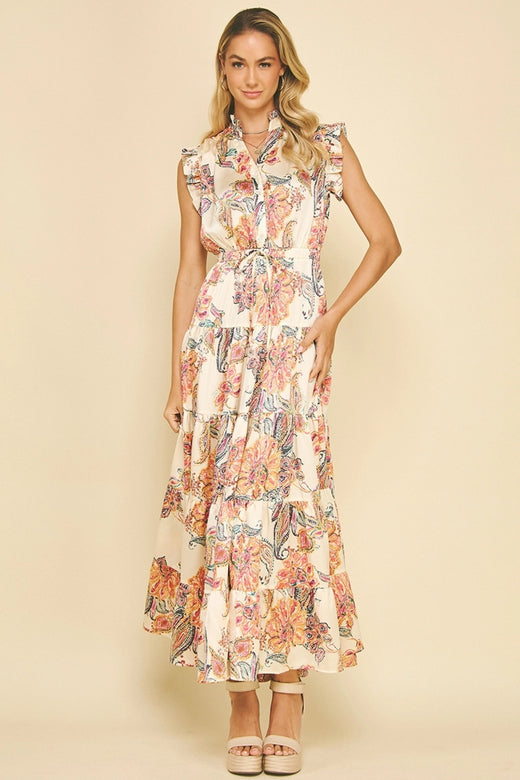 Floral Print Tiered Maxi Dress