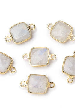 Vermeil Bezel Rainbow Moonstone Square Charm