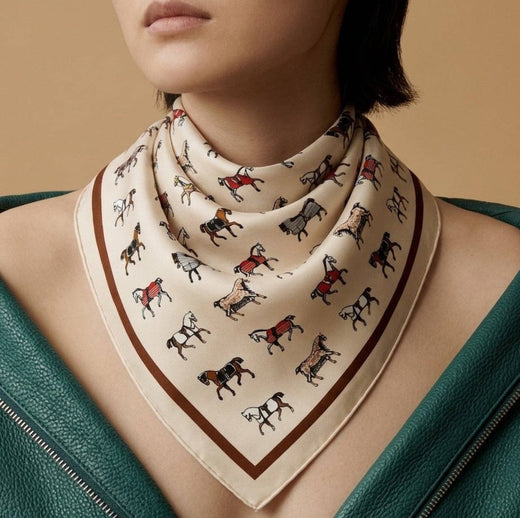 Equestrian Print Satin Scarf