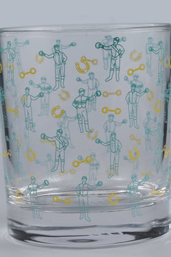 Mint Jockeys and Horseshoes Rocks Glass
