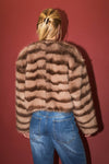 Round Neck Faux Fur Crop Coat