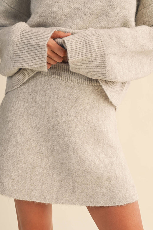 Long Sleeve Sweater Top and Flared Mini Skirt Set
