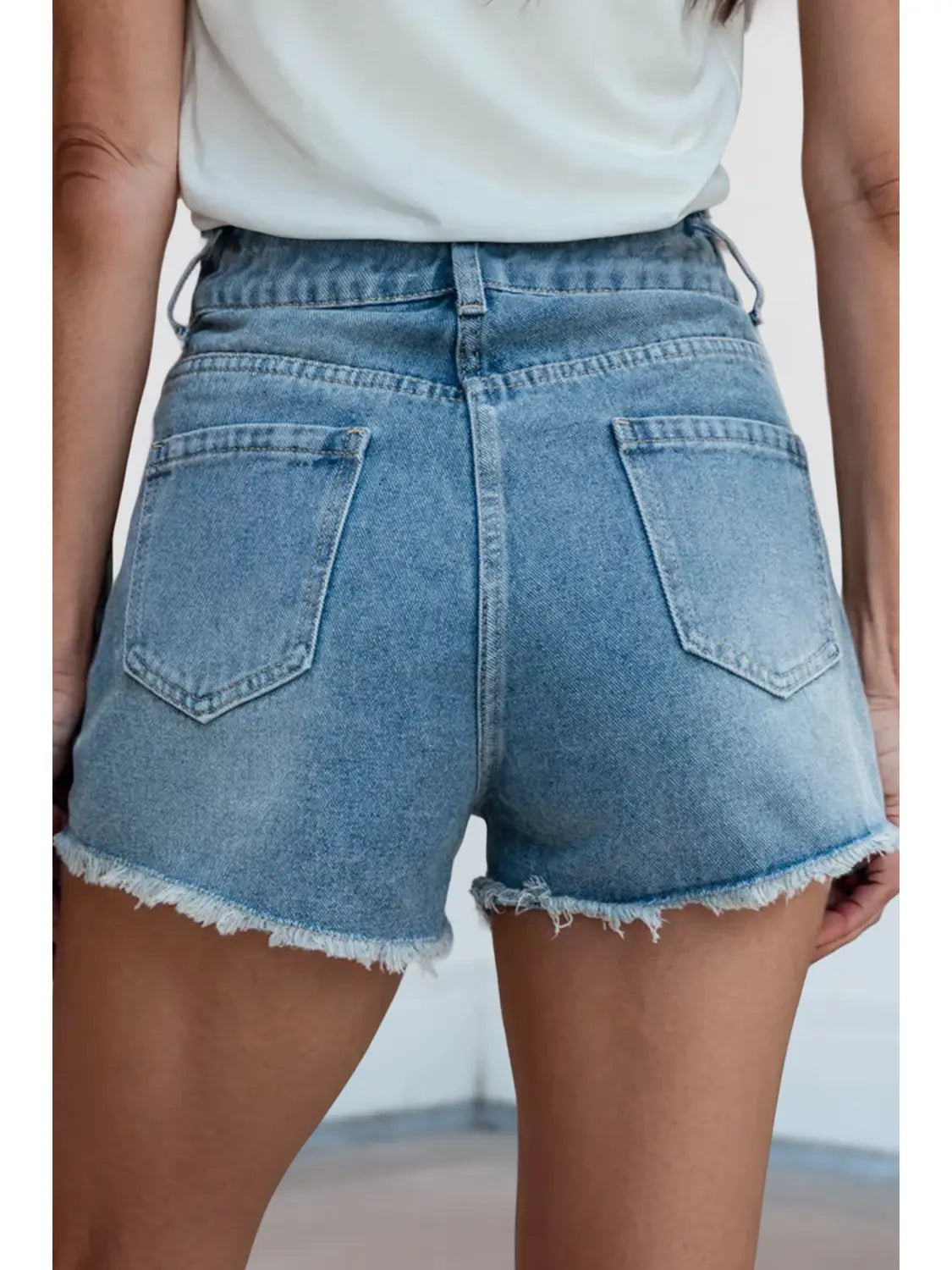 Pearl Beaded Denim Shorts