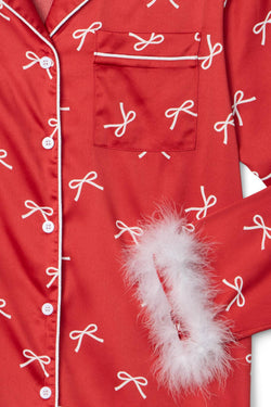 Christmas Bow Satin Feather Pajamas