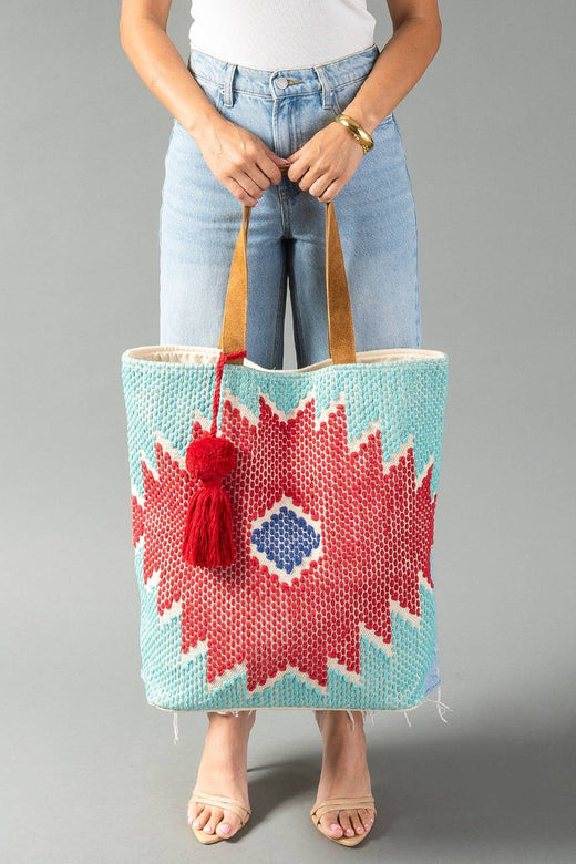 Red, Turquoise & Blue Western Tote