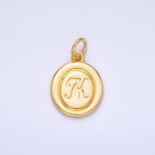 Letter Initial Engraved Stamped Oval Charm