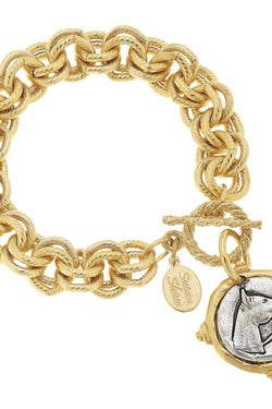 Gold and Silver Intaglio Horse Bracelet