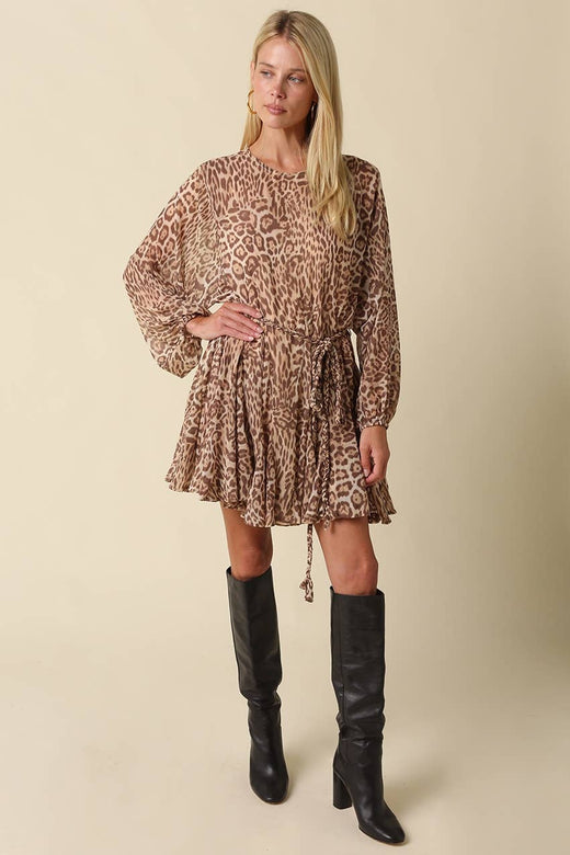 Dani Leopard Long Sleeve Mini Dress