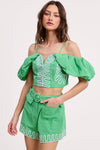 Embroidery Detail Off Shoulder Top