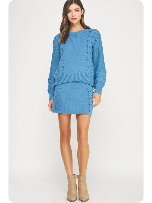 Pom-Pom Cable Knit Sweater