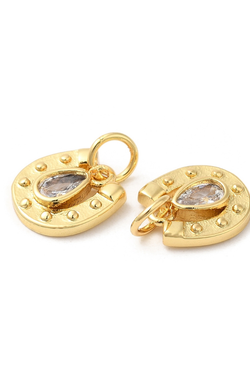 Gold Studded Horseshoe Charm