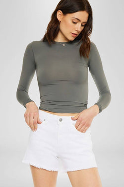 High Rise White Jean Shorts