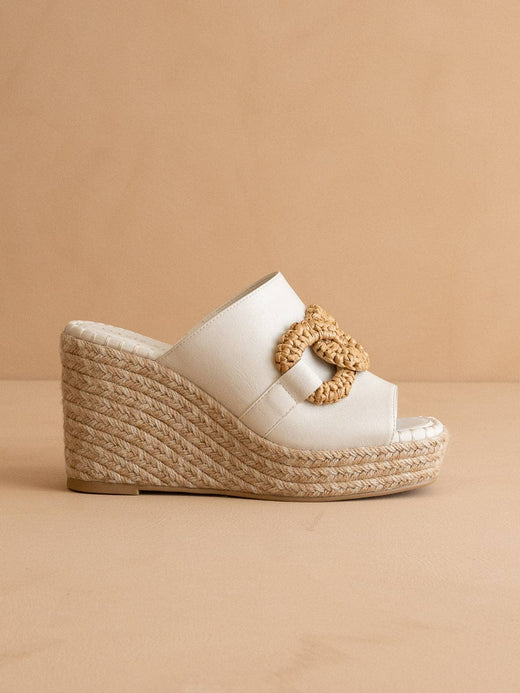 Aime White Wedge Slide