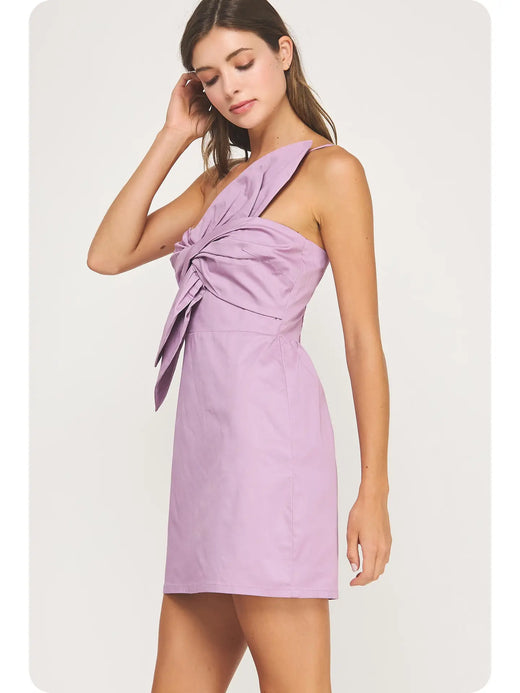 Knotted Flower Bow Mini Dress
