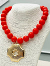 Quatrefoil Pendant on Beaded Necklace