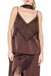 Fringed Satin Cami Top