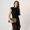 Elva Croc Embossed Faux Suede Clutch