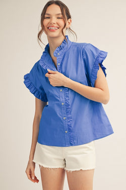 Ruffled Detail Woven Top